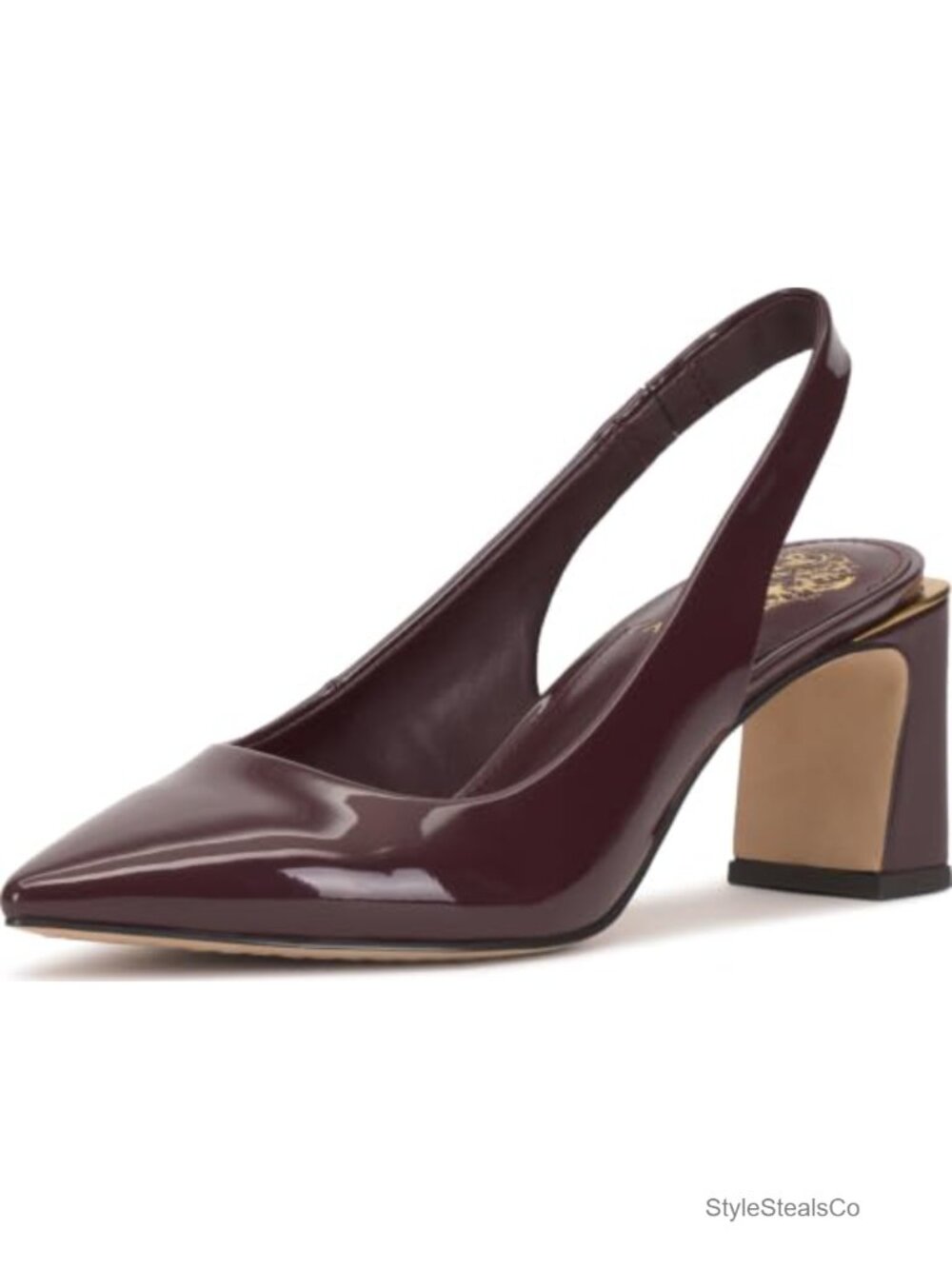 Slingback Pump Block Heel Pointed Toe Padded Footbed Business Formal